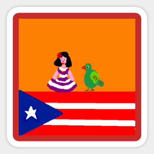 Sporty Puerto Rico Design on Red Background Sticker